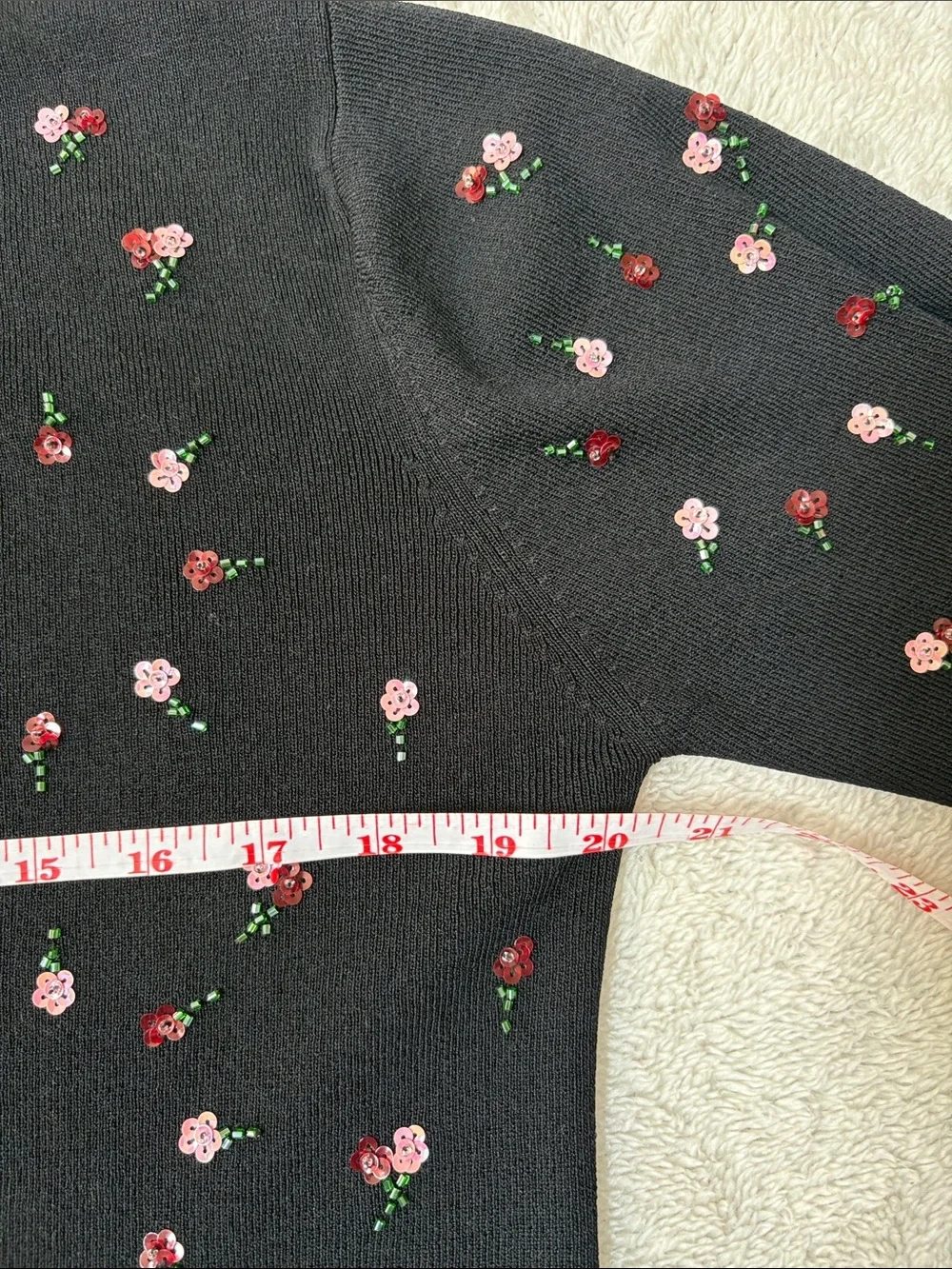 Joseph Black Cardigan with Pink and Red Floral Embroidery - Picture 8 of 10